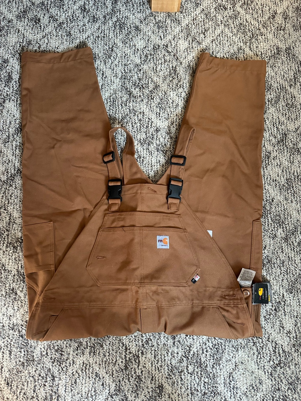 NWT Carhartt Duck Bib Overall Beige Tan 44x30 Cat 2 Fire Resistant